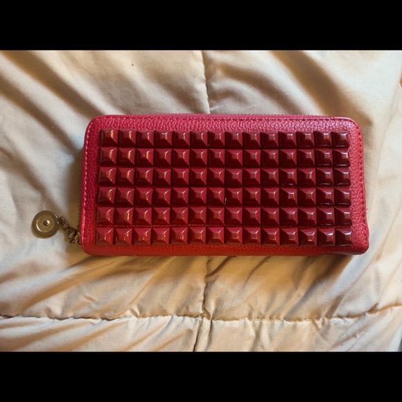 Hot Pink Studded Leather Wallet - Picture 1 of 2